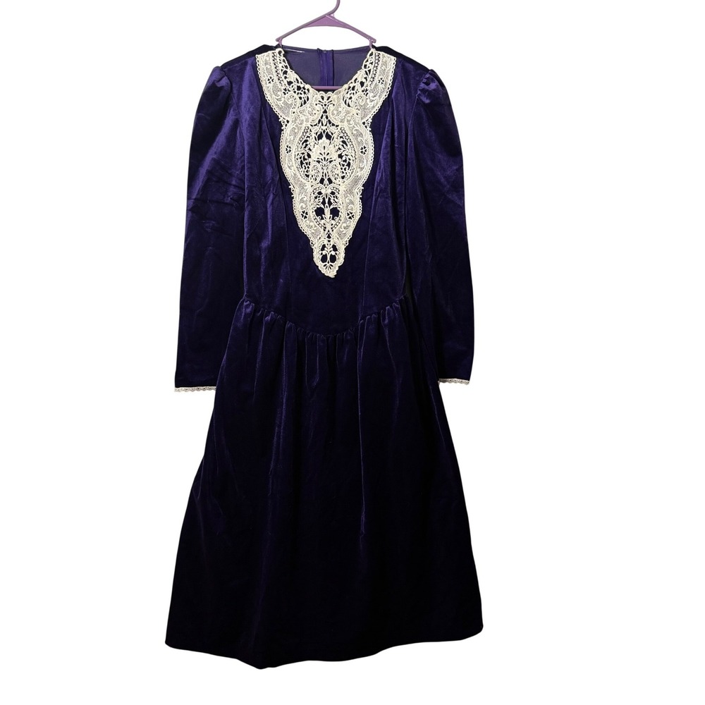 VTG Handmade Purple Velvet Lace Renaissance Victorian Theatrical Costume S/M